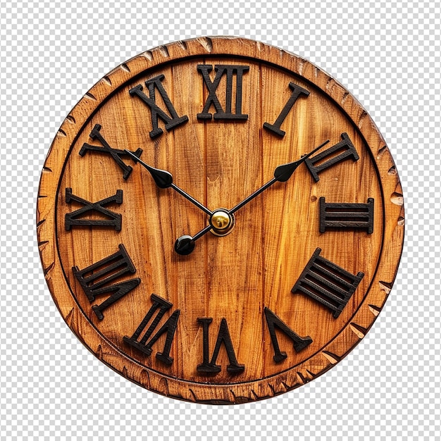 PSD horloge en bois isolée sur un fond transparent png