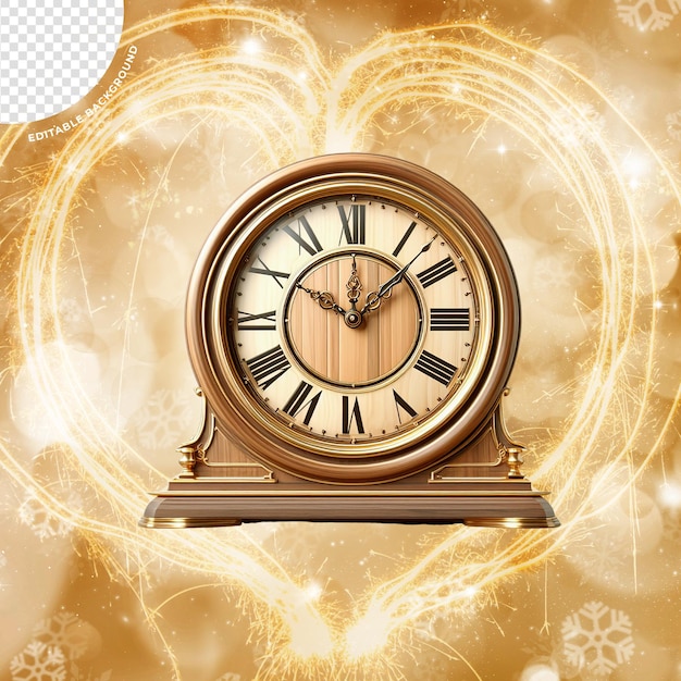 une horloge avec des chiffres romains sur elle est en forme de cœur