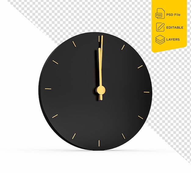 Horloge Dorée Premium 1200 O39clock Sur Fond Blanc Douze O39clock Time Icon Illustration 3d