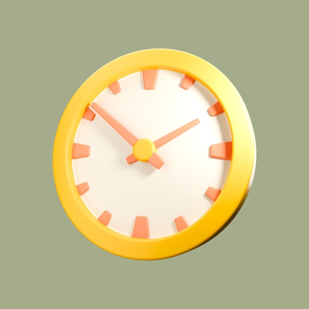 une horloge à icône 3D avec une couleur jaune