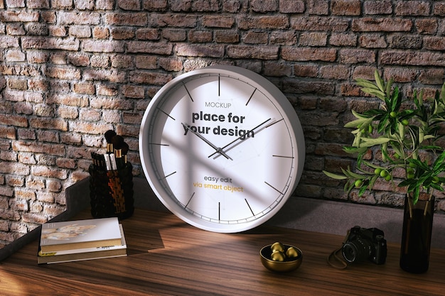 PSD horloge sur une maquette de bureau 02