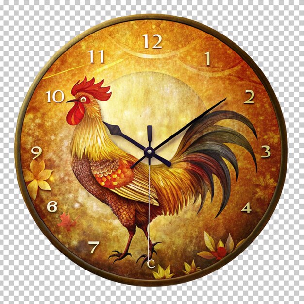 PSD horloge murale à coq doré