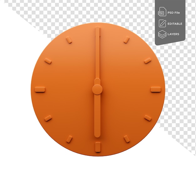 Horloge orange minimale 0600 Six O39Honneur 0600 sur fond orange Illustration en 3D
