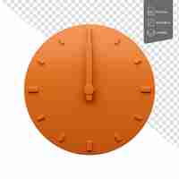 PSD horloge orange minimale 1200 douze o39clock 1200 sur fond blanc illustration 3d