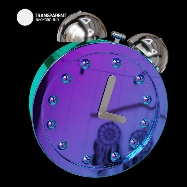 Une horloge violette avec le mot transparent dessus