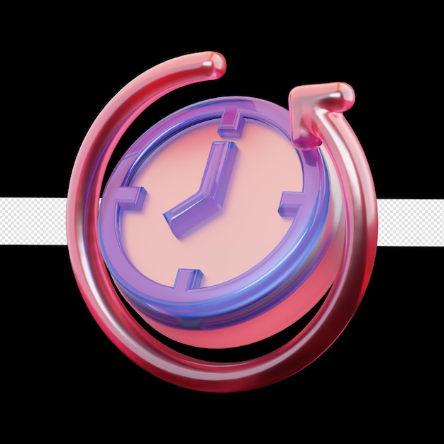 Une horloge violette et rose avec l'heure comme dessus