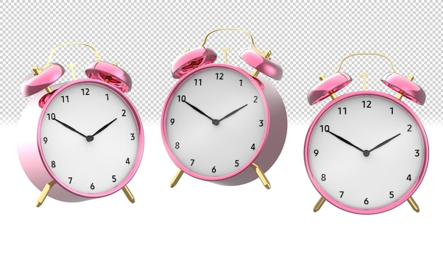 PSD horloges roses sur fond transparent