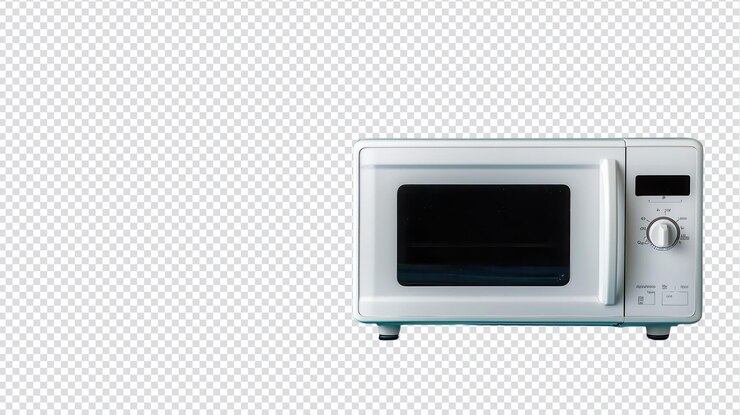 PSD horno eléctrico compacto de microondas con un diseño simple y un panel de control ideal para cocinas y preparación rápida de comidas