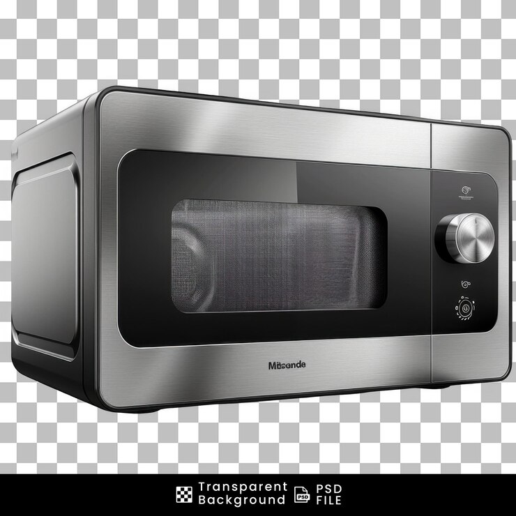 PSD horno eléctrico de microondas aislado sobre un fondo transparente