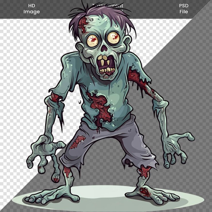 PSD una horrible imagen png de zombies aterrador con fondo transparente una chica zombi un hombre zombi