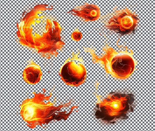 PSD horrible various fiery elements isolated on transparent background