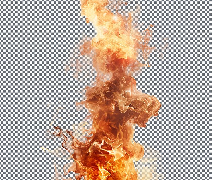 PSD horribles llamas de fuego aisladas en un fondo transparente