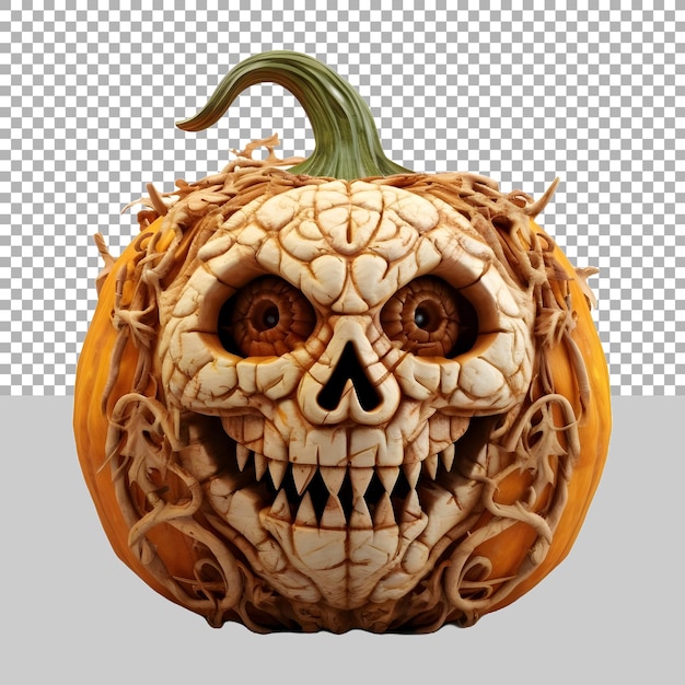 PSD horror orange pumpkin em fundo transparente ai gerado