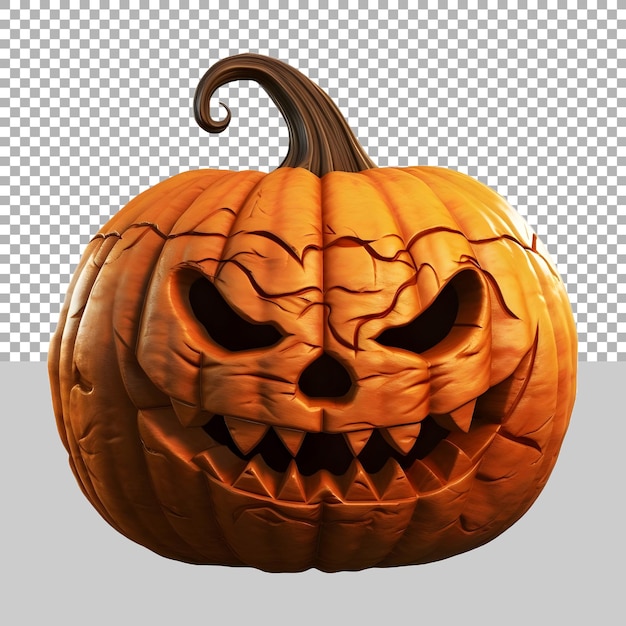 Horror orange pumpkin em fundo transparente ai gerado