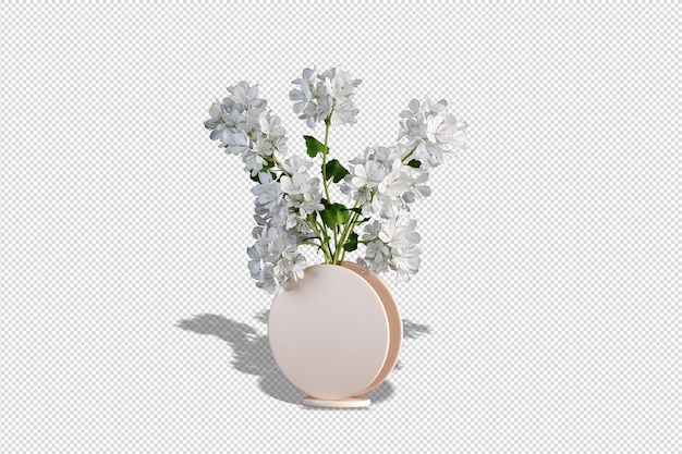 Hortensienblüten im Vasendekor in 3D-Rendering