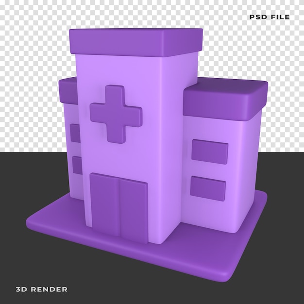 PSD hospital 3d en fondo transparente