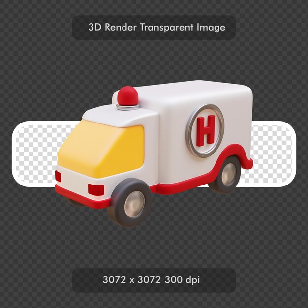 Hospital Ambulancia 3D Render Icono Ilustración