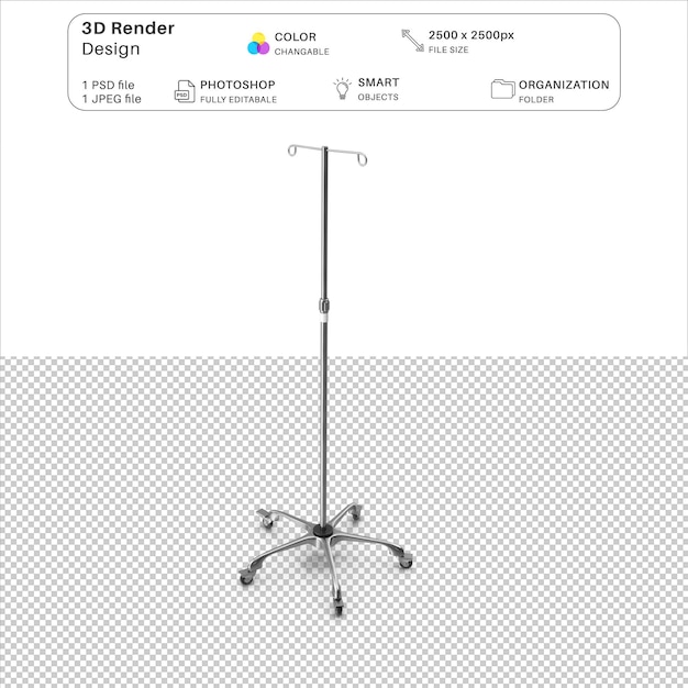 Hospital IV Stand 3D-Modellierung PSD-Datei