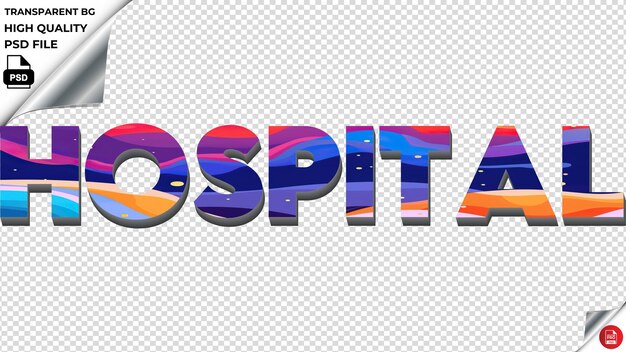 Hospital tipografia plana colorida texto textura psd transparente
