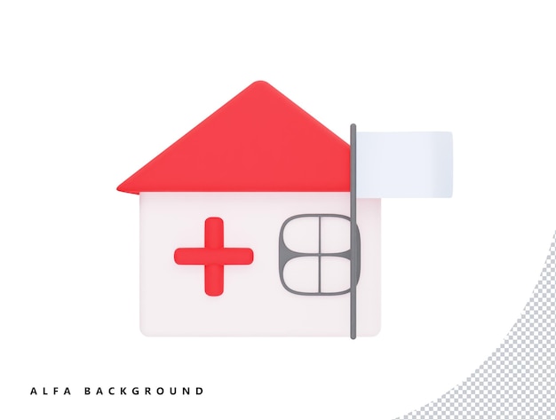 Hospital with 3d vector icon cartoon minimal style