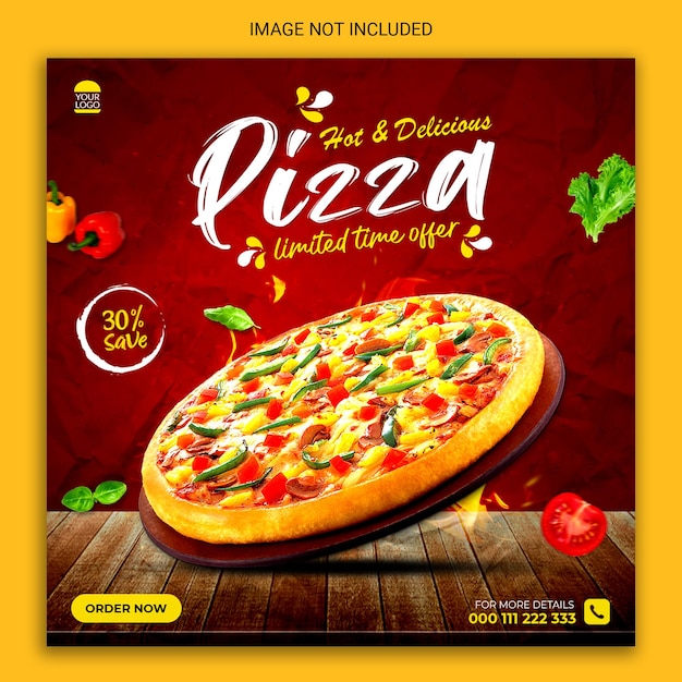 Hot and delicious pizza social media post psd-banner