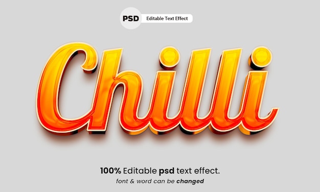 Hot chili 3d bearbeitbarer texteffekt psd-chili-texteffekt