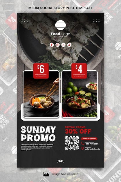 PSD hot deal restaurant food menu media social story post template (em inglês)