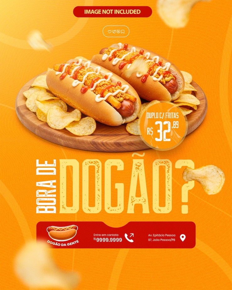 PSD hot dog cachorro quente comida callejera publicación en las redes sociales plantilla de activos de instagram editable