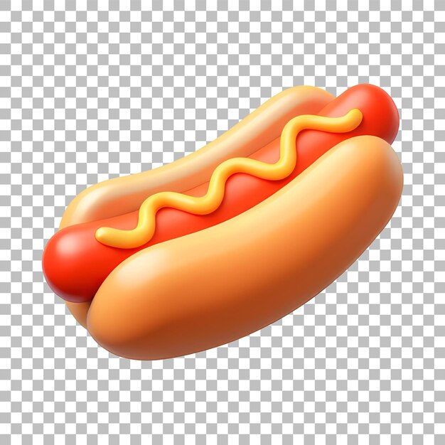 Hot Dog con senape 3D Icon Glossy Minimal Emoji Style Oggetto PNG isolato