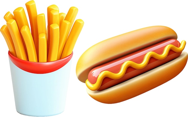 Hot dog e batatas fritas