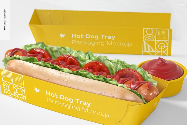 Hot dog tray verpackungsmodell, rechte ansicht