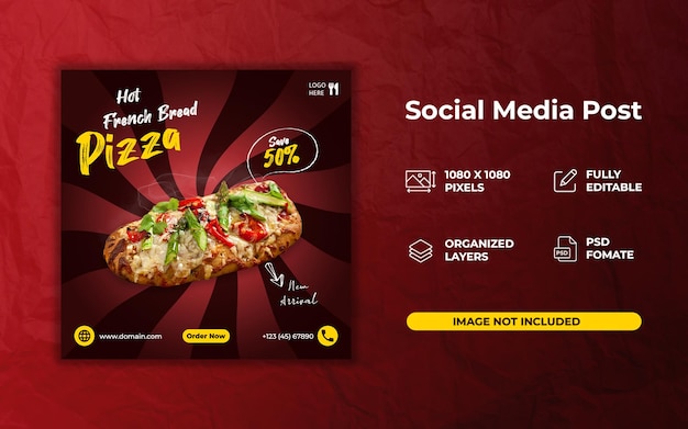 Hot french brot pizza social media post psd-vorlage
