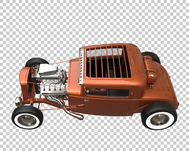 Hot rod auf transparentem hintergrund. 3d-rendering - abbildung