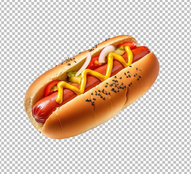 PSD hotdog com salsicha grande e tomate fresco isolado em fundo branco