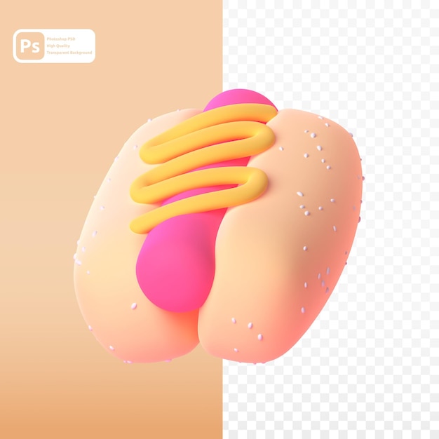 Hotdog em renderização 3d para apresentação na web de ativos gráficos ou outros