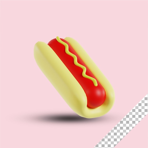 Hotdog-essen 3d-darstellung