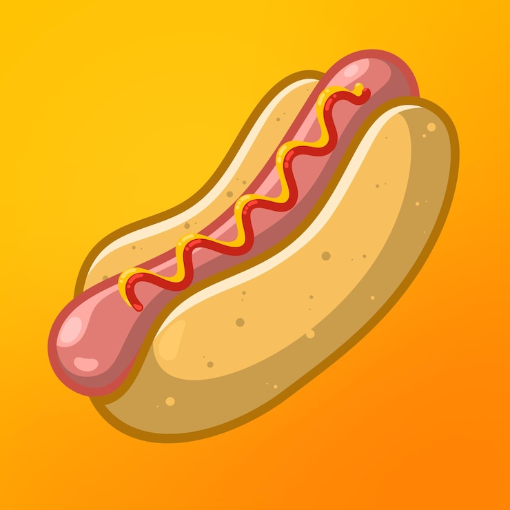 PSD hotdog mit soße handgezeichneter vektor-cartoon-stil