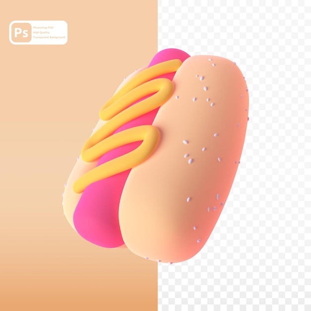 Hotdog nel rendering 3d per la presentazione web di risorse grafiche o altro