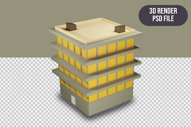 PSD hotel amarelo de renderização 3d