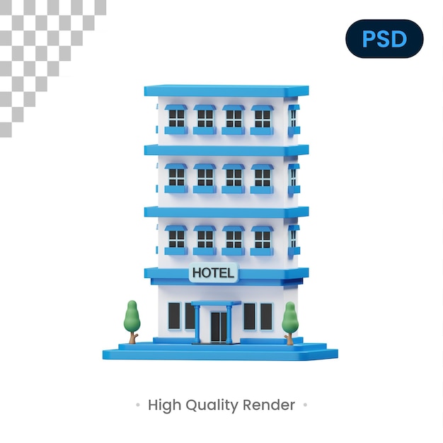 PSD hotel icono 3d premium psd