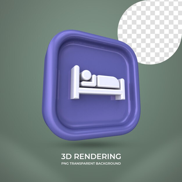 Hotel icono 3d renderizado aislado fondo transparente