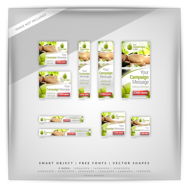 PSD hotel & spa google banner set