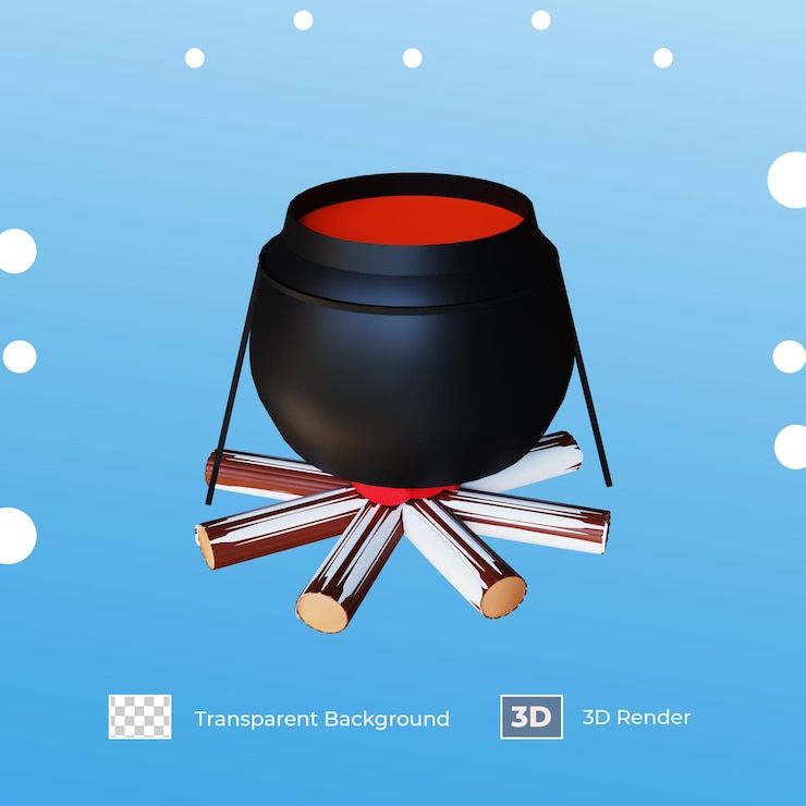 PSD hotpot de renderizado 3d en hoguera