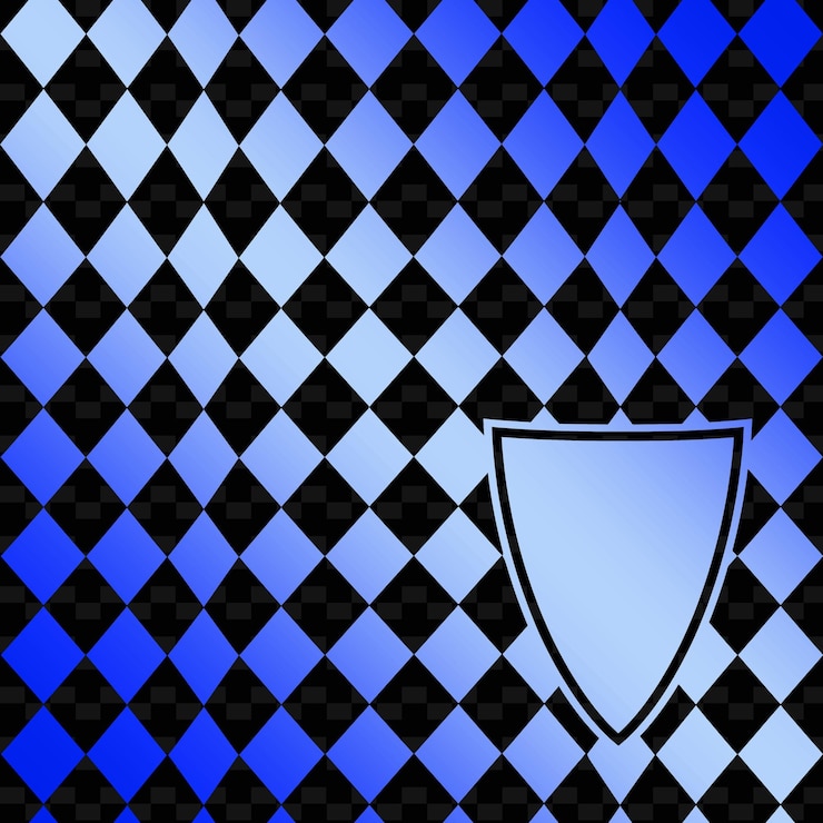 PSD houndstooth patrón comprobado con icono de escudo y diseño de cuadrícula arte de contorno abstracto inspirado en la naturaleza