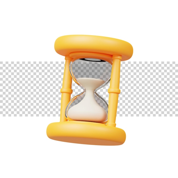 Hourglass time clock with golden color 3d rendering icon for website or game. Classic hourglass