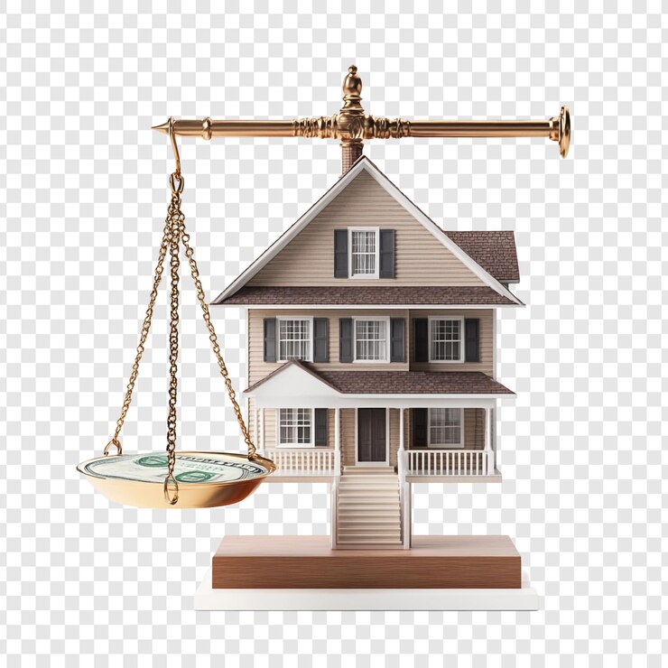 PSD house and money on a scale