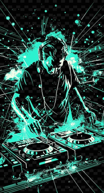 PSD house-dj in einem nachtclub mit lasern und strobe li illustration musik poster designs