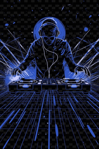 PSD house-dj in einem nachtclub mit lasern und strobe li illustration musik poster designs