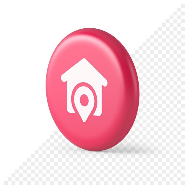 House location GPS route button distance navigation map pin pointer address direction 3d realistic icon