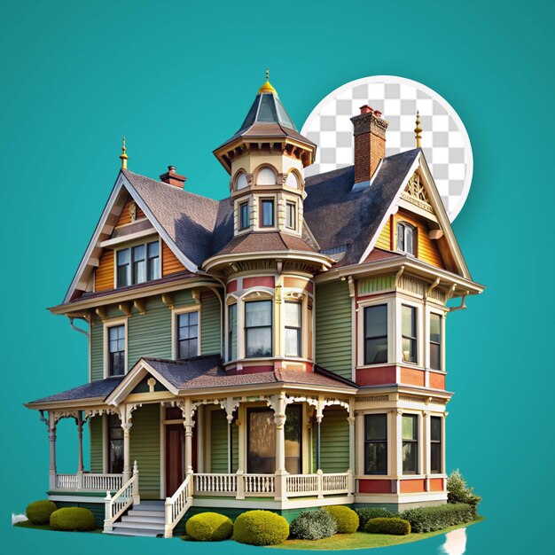 PSD house with house isolated on transparent background